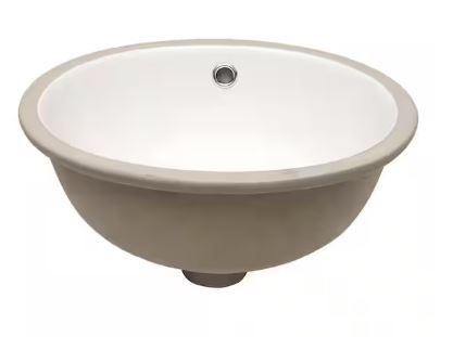 Photo 1 of 16 in. Oval Undermount Vessel Bathroom Sink in White Ceramic with Overflow

