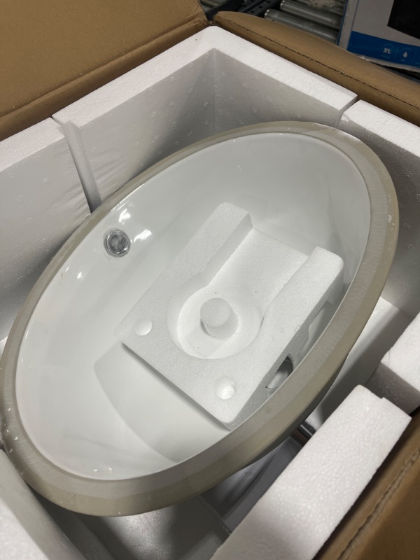 Photo 2 of 16 in. Oval Undermount Vessel Bathroom Sink in White Ceramic with Overflow
