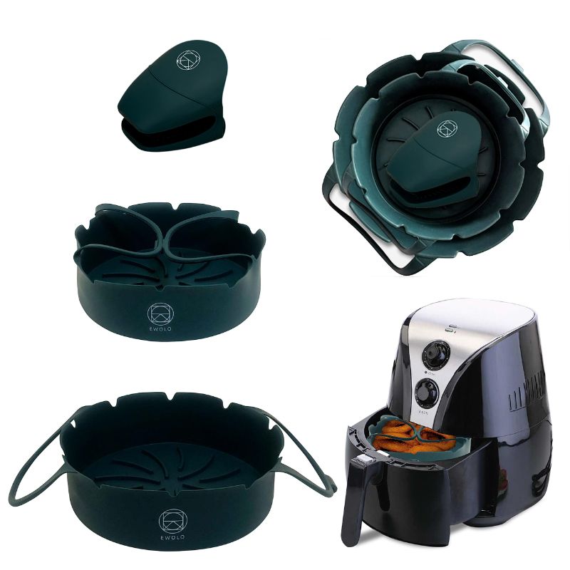Photo 1 of 2 pack Reusable air fryer liners 1 Mitten - Silicone Air Fryer basket - Food Grade air fryer Accessories - Heat Resistant - Non-stick & Easy to Clean Air Fryer tray - Fits 3-4.5 QT Air Fryer.