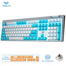 Photo 1 of AULA F3050 Wireless Mechanical Keyboard, Custom Hotswap Keyboard for Windows PC Gaming, Full Size Computer Gamer Keyboard, LED Backlit Keys, Wireless/Wired Connection, Blue Switch Clicky Blue Switch