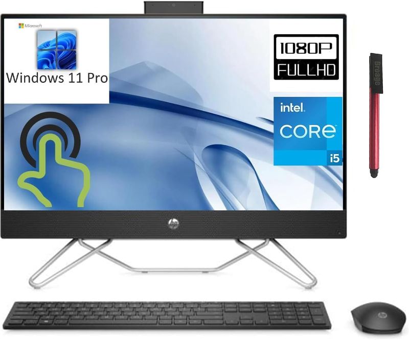 Photo 1 of HP 24 AIO 23.8" Touchscreen FHD Business All-in-One Desktop Computer, 12th Gen Intel 10-Core i5-1235U (Beat i7-1195G7), 16GB DDR4 RAM, 512GB PCIe SSD, WiFi 6, Windows 11 Pro, BROAG 64GB Flash Stylus
