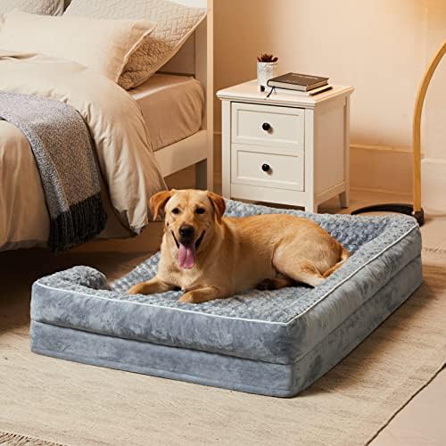 Photo 1 of  WNPETHOME Dog Beds for Dogs, Washable Dog Bed, Bolster Dog Sofa Bed with Waterproof Lining & Non-Skid Bottom, Orthopedic Egg Foam Dog Couch for Pet Sleeping, Pet Bed for Large Dogs 