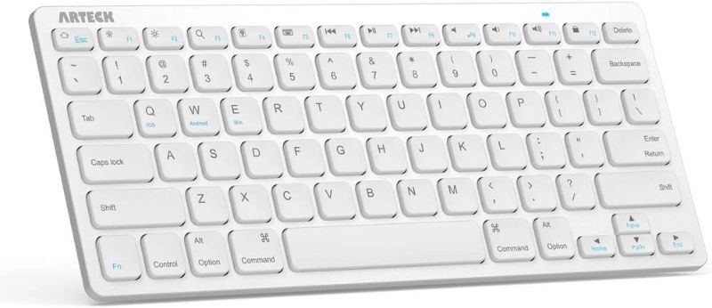 Photo 1 of Arteck Ultra-Slim Bluetooth Keyboard Compatible with iPad 10.2-inch/iPad Air/iPad 9.7-inch/iPad Pro/iPad Mini, iPhone and Other Bluetooth Enabled Devices Including iOS, Android, Windows Silver 