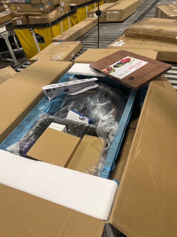 Photo 1 of 29.5" Black Waterfall Kitchen Sink 18 Gauge Stainless Steel Single Bowl Kitchen Sink Drop in Kitchen Sink with Faucet Combo Topmount Workstation Sink with Accessories, 29.5" x 17.7" x 8.3"