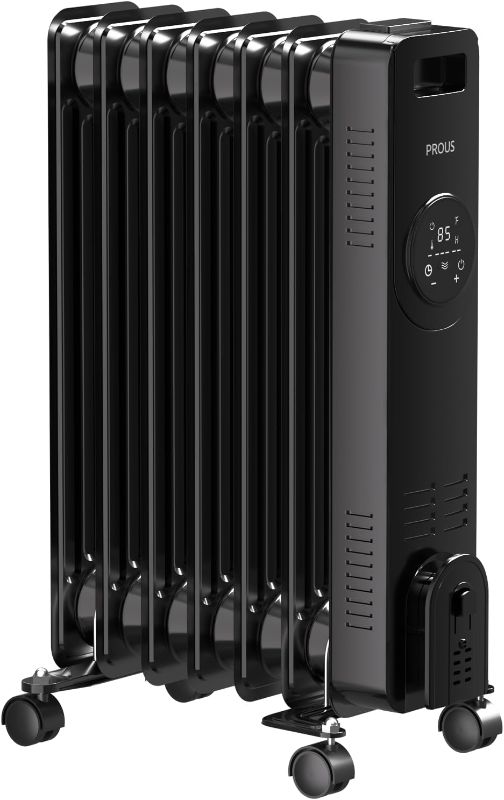 Photo 1 of  PROUS Oil Filled Heater 1500W, 360° Whole-Home Warmth Oil Heater with Thermostat, Electric Heating Radiator with Remote, Quiet, 4 Modes, 24H Timer, Overheat & Tip-Over Protection 