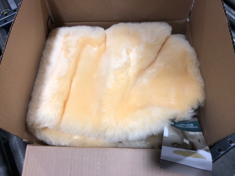 Photo 2 of  Natural Cozy Baby Thick and Lush Pile Durable Construction 100% Icelandic Lambskin Wool Baby Playmat Rug, Cornsilk Cream, 2 ft x 3 ft 