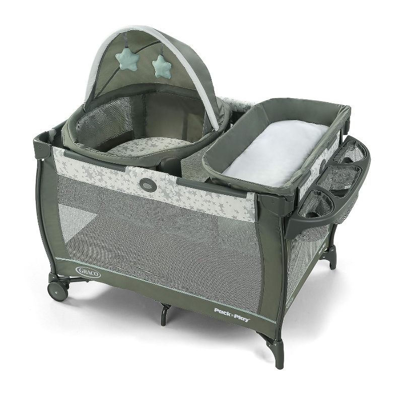 Photo 1 of  Graco Pack 'n Play Travel Dome Playard | Includes Travel Bassinet, Full-Size Infant Bassinet, and Diaper Changer, Oskar 