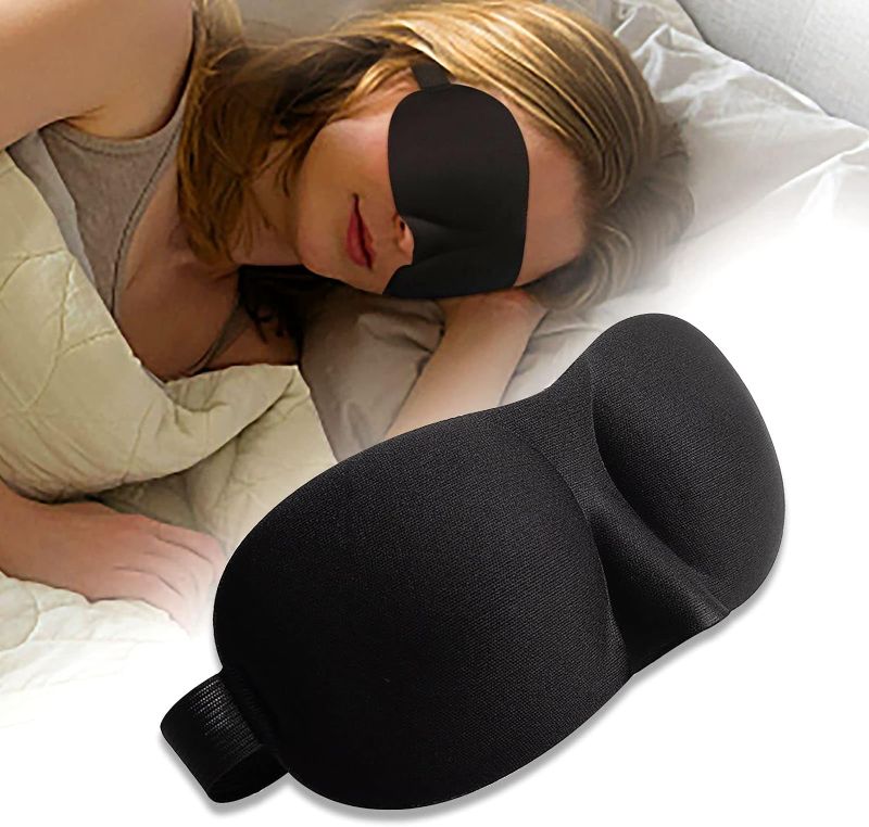 Photo 1 of Sleep Eye Mask for Men Women,3D Contoured Blackout Eye Mask for Sleeping,Soft Comfort Eye Shade Cover for Women Men Night Sleeping, Travel, Nap,Ultimate Sleeping Aid Blindfold (Black)
