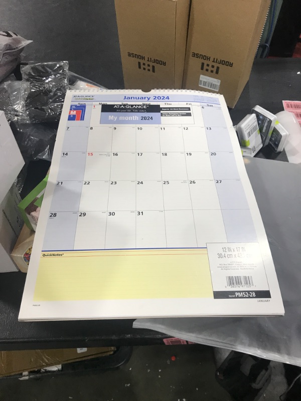 Photo 2 of AT-A-GLANCE 2024 Wall Calendar, 12" x 17", Medium, Monthly, Wirebound, QuickNotes (PM522824) 