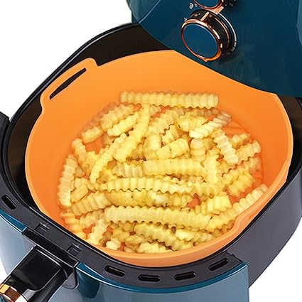 Photo 1 of Air Fryer Silicone Liners Pot for 5 QT or Bigger?VanlonPro Food Safe Food-grade Non-stick Air Fryer Silicone Basket Bowl, Oven Accessories, Replacement of Flammable Parchment Paper (Yellow, 1PC) 