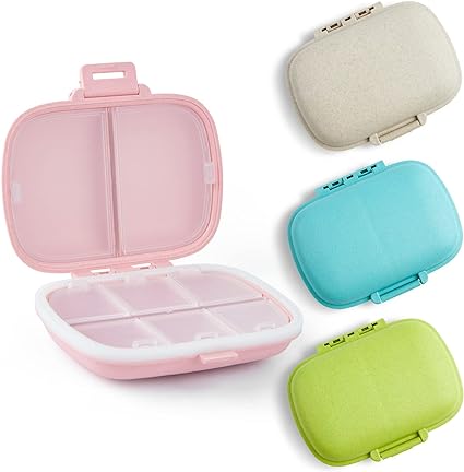 Photo 1 of 4 Pack Pill Organizer with 8 Compartments, Portable Travel Pill Case Medicine Boxes Pill Holders Vitamin Containers for Pocket Purse 