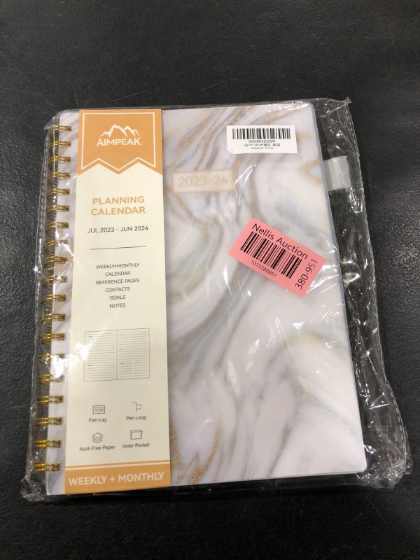 Photo 2 of Planner 2023-2024, Academic Year Weekly and Monthly Planner, Jul. 2023 - Jun. 2024, AIMPEAK Weekly Planner 2023-2024 with Monthly Tabs, Flexible Cover?Spiral Binding, White Marble, 7"x10" White Marble 2023-24-B5