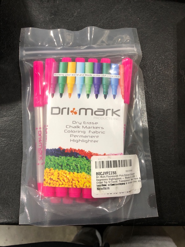 Photo 2 of Dri Mark Fluorescent Assorted Color Pocket Size Highlighters - Made in USA - Chisel Tip 12 Count, Bright, Transparent, Non Toxic & Low Odor - Quick-drying & Smear-free Ink, for office, school and home 12 Pack Multicolor