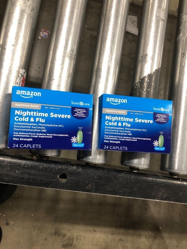 Photo 2 of **2 Pack** Care Nighttime Severe Cold and Flu Coated Caplets, Temporarily Relieves Symptoms Like Runny Nose and Sneezing, Vapor Ice, 24 Count