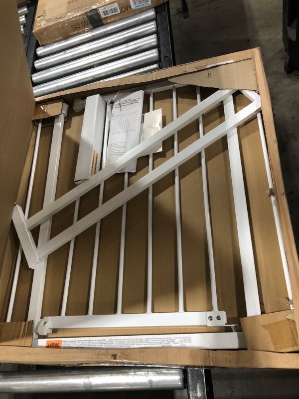 Photo 2 of BalanceFrom Easy Walk-Thru Safety Gate for Doorways and Stairways with Auto-Close/Hold-Open Features, Multiple Sizes, White 30-inch Tall, No Caps Fits 29.1 - 33.8" Wide