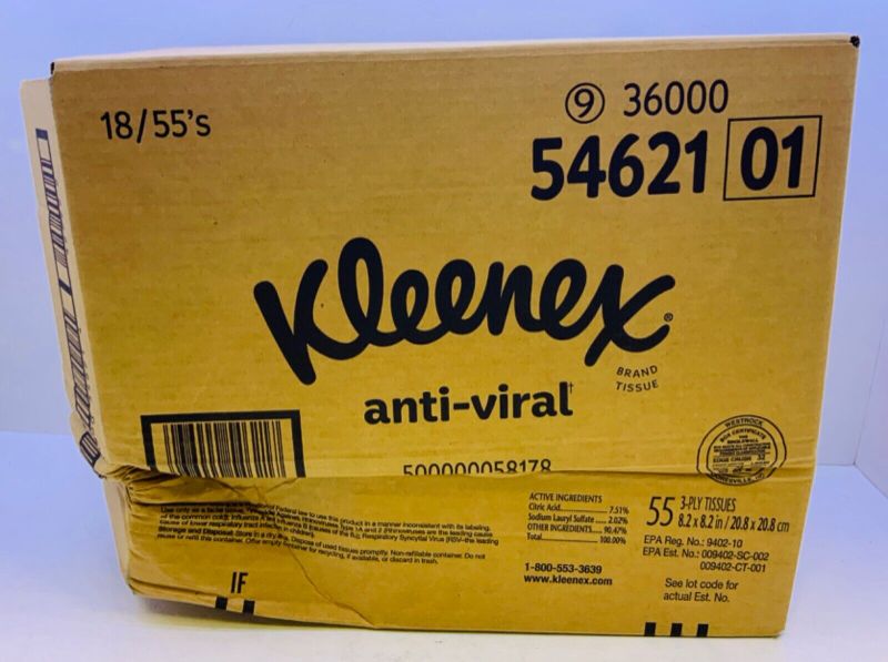 Photo 1 of 12pk Kleenex Brand 4 Boxes Anti-Viral - 55 Sheets per Box
