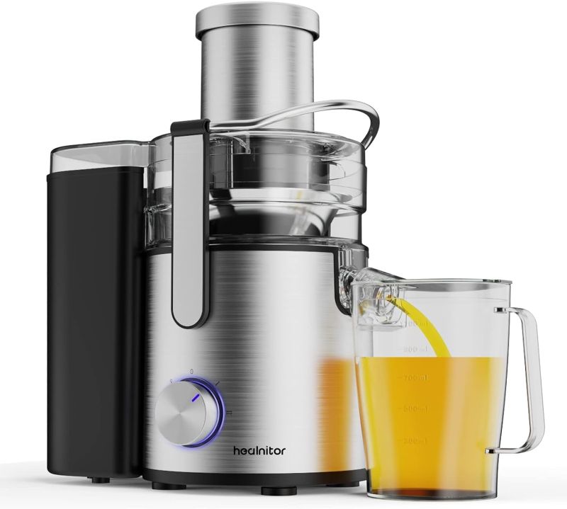 Photo 1 of 1000W 3-SPEED LED Centrifugal Juicer Machines Vegetable and Fruit, Healnitor Juice Extractor with 3.5" Big Wide Chute, Easy Clean, BPA-Free, High Juice Yield, Silver
