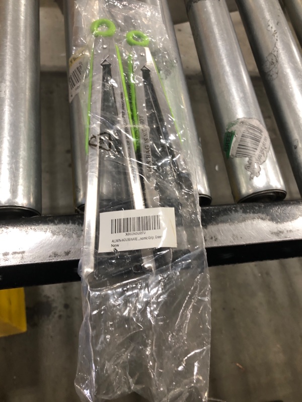 Photo 2 of 304 Stainless Steel Kitchen Cooking Tongs, 9" and 12" Set of 2 Sturdy Grilling Barbeque Brushed Locking Food Tongs with Ergonomic Grip, Green 9" & 12" Green