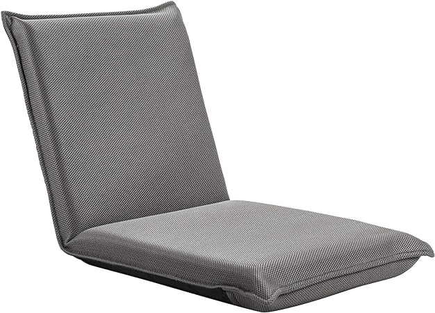 Photo 1 of  Adjustable Floor Chair, 6-Position Folding Padded Gaming Sofa Chair, Cushioned Back Support, Lazy Sofa for Reading Meditation Games (Grey)
