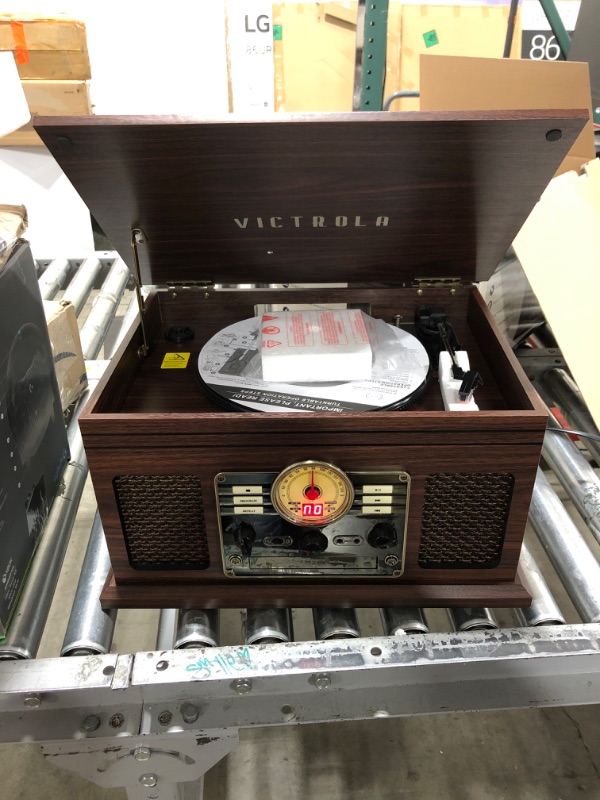 Photo 2 of Victrola Nostalgic 6-in-1 Bluetooth Record Player & Multimedia Center with Built-in Speakers - 3-Speed Turntable, CD & Cassette Player, AM/FM Radio | Wireless Music Streaming | Espresso Espresso Entertainment Center
