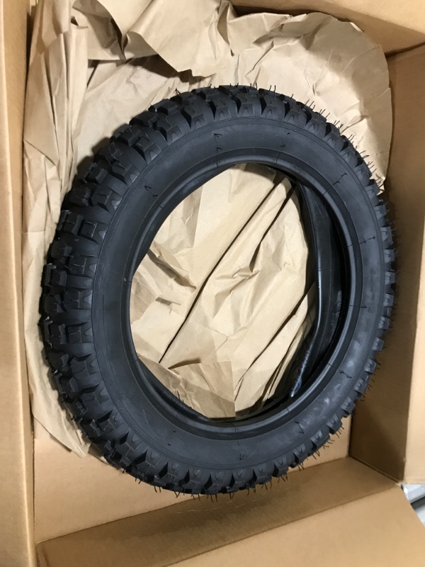 Photo 1 of (1 Set) 3.00-12 Dirt Bike Tire and Inner Tube Set - Universal Replacement 80/200-12 Knobby Motocross Bike Tire and Tube for Honda CRF70F/XR70, Yamaha TTR 90, and More - With Vulcanized TR87 Valve Stem