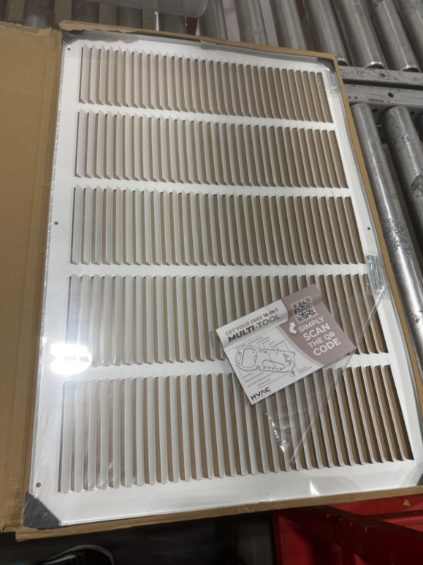 Photo 2 of 25"w X 16"h Steel Return Air Grilles - Sidewall and Ceiling - HVAC Duct Cover - White [Outer Dimensions: 26.75"w X 17.75"h] 25"w X 16"h White