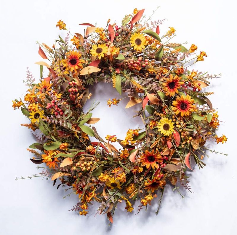 Photo 1 of  Fall Wreaths for Front Door 24 Inch Artificial Fall Wreath
