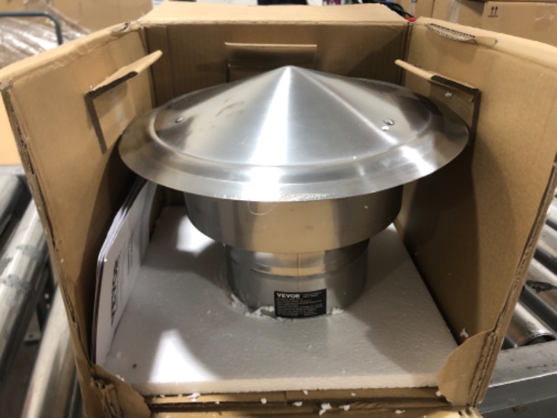 View 2 of VEVOR Chimney Cap 6 inch All Weather & Reinforced Screws & Easy Installation, for Perfect Insulation Vent Cover Outside, Silver 6"