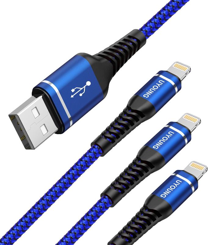 Photo 1 of Lightning Cable 3ft 3Pack Blue Extra Long iPhone Charger Cord