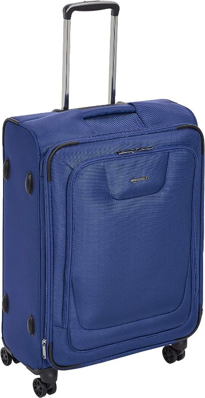 Photo 1 of Amazon Basics Expandable Softside Spinner Luggage Suitcase With TSA Lock And Wheels - 21 Inch, Blue
