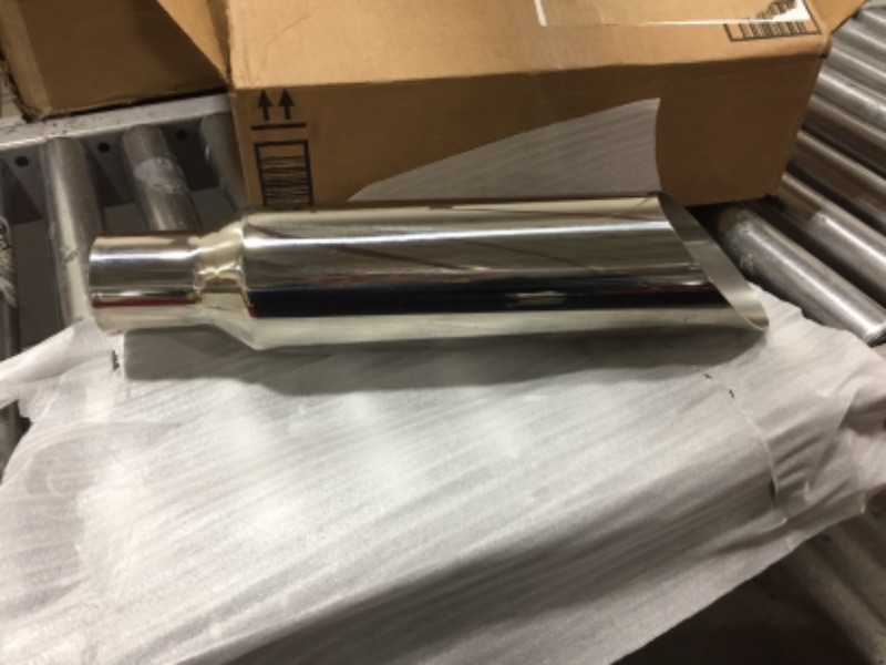 Photo 2 of  UPower, 2.5" Inlet - 3.5" Outlet - 18" Long Stainless Steel Angle Cut 45 degree Exhaust Tip EXT14
