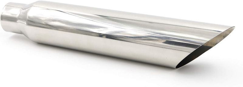 Photo 1 of  UPower, 2.5" Inlet - 3.5" Outlet - 18" Long Stainless Steel Angle Cut 45 degree Exhaust Tip EXT14
