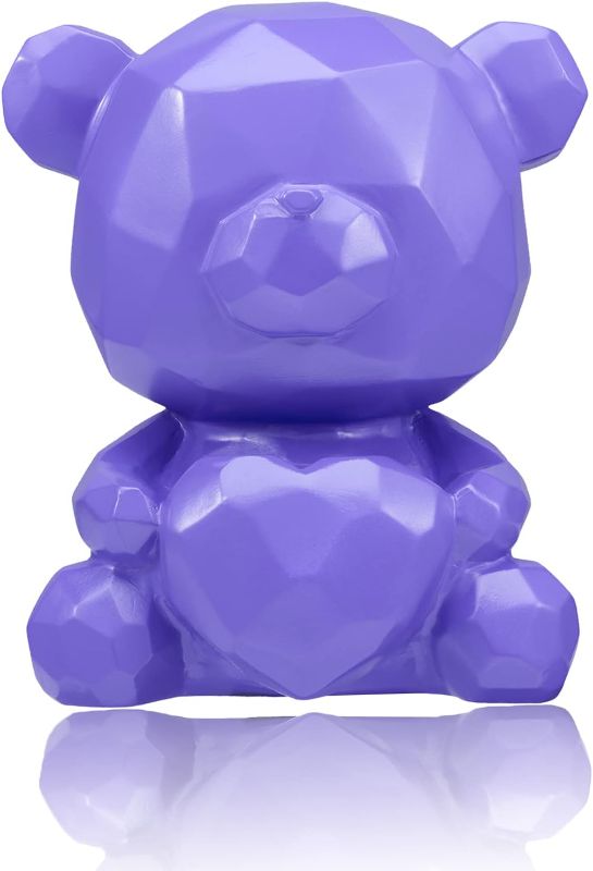 Photo 1 of 3D Geometric Bear Piggy Bank Anti Drop can be Stored and Used as Decoration for Rooms Desks and Children's Birthday Gifts (Purple Embracing Bear) 