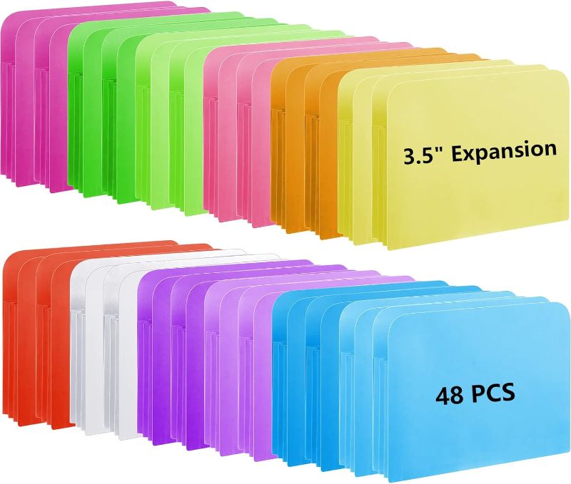 Photo 1 of 48 Pieces Expanding File Pockets Letter Size 3.5 Inch Expansion File Pocket Large Colored Folder Organizer for Office School Paper Documents Paperwork Filing, 12 Colors