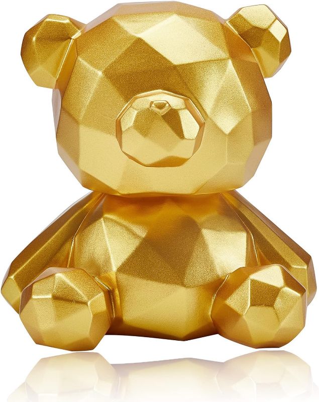 Photo 1 of BrichLife 7.1 inch Piggy Bank, 3D Geometric Creative Teddy Bear, can be Saved & withdrawn, Children's Birthday Gift, Couple Decoration, Cultivate Money Saving Financial Awareness (Gold), (MH8-6207-Y) 