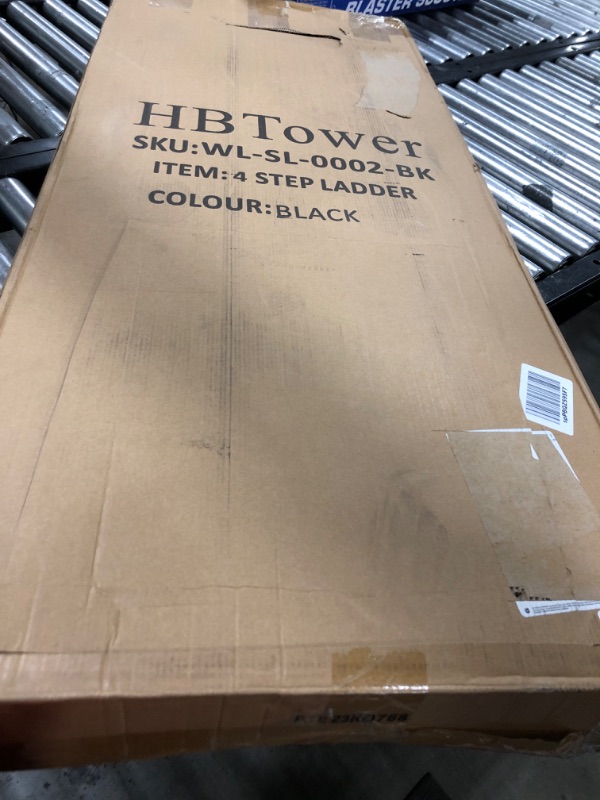 Photo 1 of HBTower 4 Step Ladder with Handrails, Folding Step Stool with Attachable Tool Bag & Anti-Slip Wide Pedal for Home Kitchen Pantry Office, 330lbs Capacity 4-Step with Handrails Black