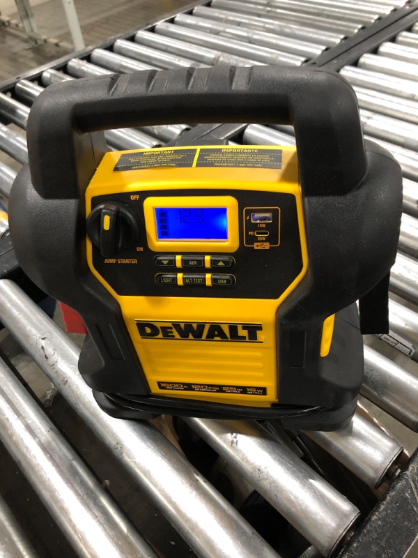 Photo 2 of DEWALT DXAEJ14-Type2 Digital Portable Power Station Jump Starter - 1600 Peak Amps with 120 PSI Compressor, AC Charging Cube, 15W USB-A and 25W USB-C Power for Electronic Devices 1600 Amps