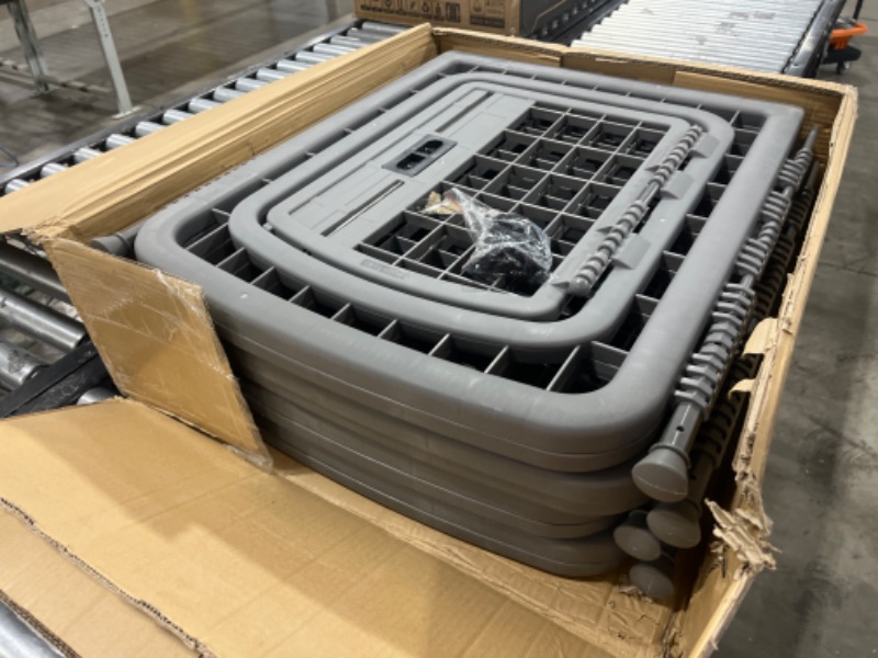Photo 1 of Amazon Basics 8-Panel Plastic Pet Pen Fence Enclosure With Gate - 59 x 58 x 28 Inches, Grey grey 28-Inch