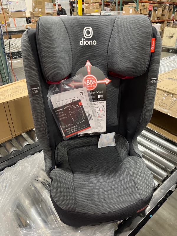 Photo 3 of Diono Monterey 5iST FixSafe High Back Booster Car Seat with Expandable Height and Width, Compact Fold to Full Size Booster, Foldable, Portable Booster for Go-Anywhere Travel, Gray Slate