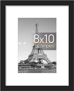 Photo 1 of 8x10 Picture Frame, Display Pictures 5x7 with Mat or 8x10 Without Mat, Wall Hanging Photo Frame, Black, 1 Pack
