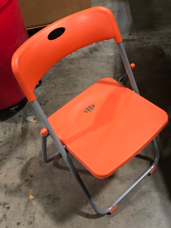 Photo 2 of 1 Pack Folding Plastic Chairs Pack Steel Folding Dining Chairs Folding Chairs Bulk Fold Up Event Chairs Portable Plastic Chairs with Steel Frame 440lb for Events Office Wedding Indoor Outdoor (Orange)