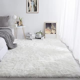 Photo 1 of 74" X 60" WHITE FLUFFY AREA RUG