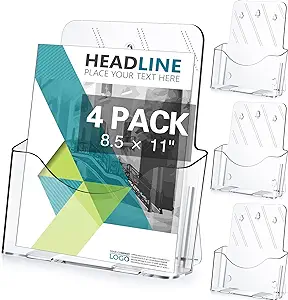 Photo 1 of  Pack Acrylic Brochure Holder 8.5 x 11 x 1.7 Inches Pamphlet Display Booklet Display Stand Clear Literature Holder Plastic Flyer Display Stand Acrylic Countertop Organizer Wall Mount or Countertop