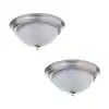 Photo 1 of 11 in. 1-Light Brushed Nickel Flush Mount with Frosted Glass Shade (2-Pack)
