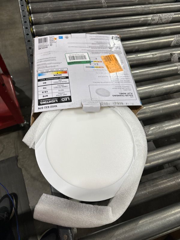 Photo 1 of 11 in. 12.5-Watt Dimmable White Integrated LED Edge-Lit Round Flat Panel Flush Mount Ceiling Light Color Changing