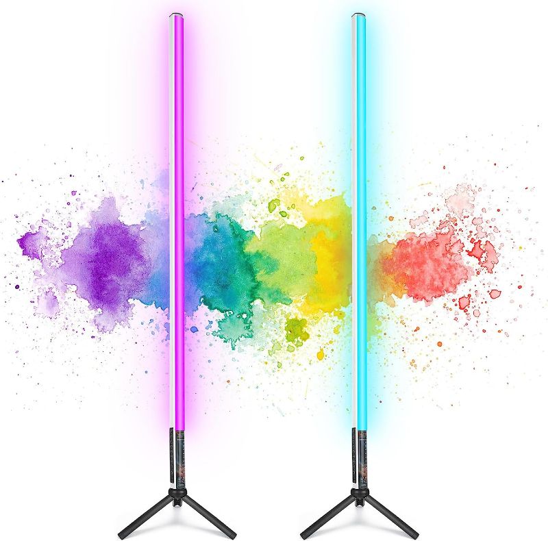 Photo 1 of 2 Pack 4ft Portable Battery Powered Tube Light 120cm Handheld LED Tube Lights with Tripods, 500 Vivid Effects, for DJ Lighting, Dance Club and Photography? Light Painting? YouTube? Night Bar, Party
