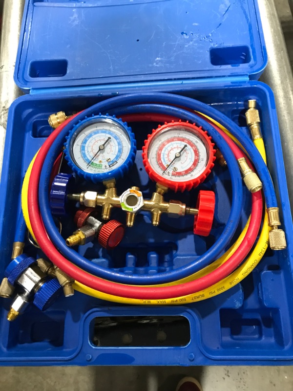 Photo 2 of FAHKNS 110V 4 CFM Vacuum Pump 1/3HP with Manifold Gauge and Leak Detector Set for A/C HVAC Auto Repair R410a R134 with Oil