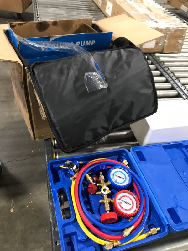 Photo 5 of FAHKNS 110V 4 CFM Vacuum Pump 1/3HP with Manifold Gauge and Leak Detector Set for A/C HVAC Auto Repair R410a R134 with Oil