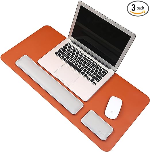 Photo 1 of ?4 Sizes 4 Colors? Leather Large Mouse Pad Gaming with Wrist Support Desk Mat Desk Pad Computer Keyboard Mousepad with 3mm Non-Slip Base and Stitched Edge for Home Office Work - 27.6"L*11.8"W
