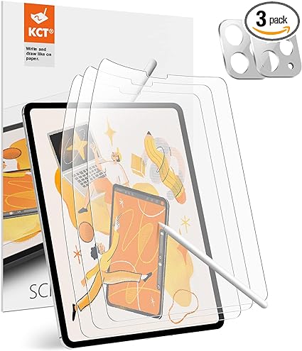 Photo 1 of KCT [3+2 Pack Paperfeel Screen Protector Compatible with iPad Pro 12.9 (2022 & 2021 & 2020) Draw Like Paper, Easy Installation, Anti-Glare & Matte - Camera Lens Protector Silver
